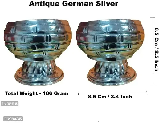 Sigaram Antique German Silver Kum Kum Cup With Lay For Home Pooja Decor K4391-thumb3