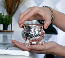 Sigaram German Silver 3.5X3 Inch Kum Kum Bharani Cup For Home Pooja Decor K3133 Silver Plated-thumb2