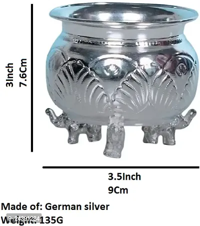 Sigaram German Silver 3.5X3 Inch Kum Kum Bharani Cup For Home Pooja Decor K3133 Silver Plated-thumb4