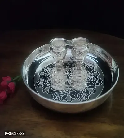 German Silver Plate and Kum Kum Cup For Home Pooja