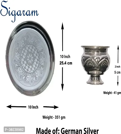 German Silver Plate and Kum Kum Cup For Home Pooja-thumb2