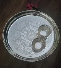 German Silver Plate and Kum Kum Cup For Home Pooja-thumb2