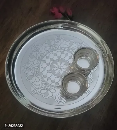 German Silver Plate and Kum Kum Cup For Home Pooja-thumb3