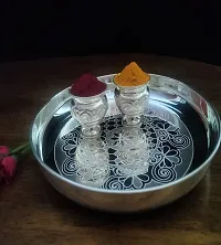 German Silver Plate and Kum Kum Cup For Home Pooja-thumb3