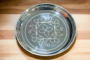 Sigaram 1 Pooja Plate with Stand is best for Home, Office and Temple Poojas K3125 Silver Plated-thumb1