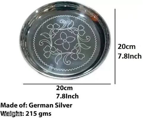 Sigaram 1 Pooja Plate with Stand is best for Home, Office and Temple Poojas K3125 Silver Plated-thumb5