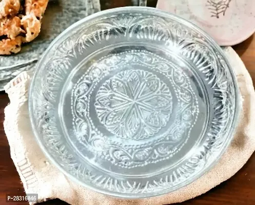 German Silver 9 Inch Floral Designed Plate Useful For Pooja-thumb0