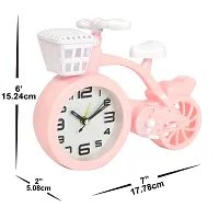 Sigaram Table Alarm Clock| for Study Table Cycle Design Table Clock| Battery Operated Pink (15 CM Height)-thumb2