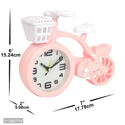 Sigaram Table Alarm Clock| for Study Table Cycle Design Table Clock| Battery Operated Pink (15 CM Height)-thumb3