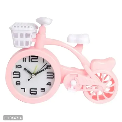 Sigaram Table Alarm Clock| for Study Table Cycle Design Table Clock| Battery Operated Pink (15 CM Height)