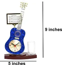 Sigaram Analog Table Clock with Alarm| Guitar Shape Blue Color| Table Clock for Living Room Bedroom Office Gift Clock| Designer Clock-thumb2