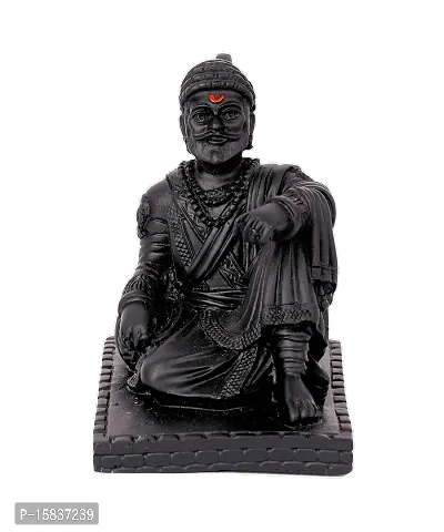 Black Color Ceramic Chatrapathi Shivaji Statue Decorative Showpiece - 9 cm