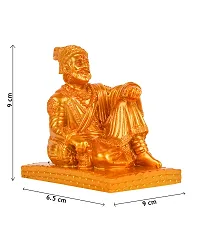 Gold Color Ceramic Chatrapathi Shivaji Statue Decorative Showpiece - 9 cm-thumb3