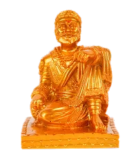 Gold Color Ceramic Chatrapathi Shivaji Statue Decorative Showpiece - 9 cm-thumb1