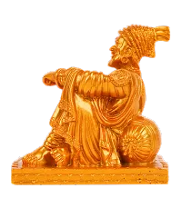 Gold Color Ceramic Chatrapathi Shivaji Statue Decorative Showpiece - 9 cm-thumb2