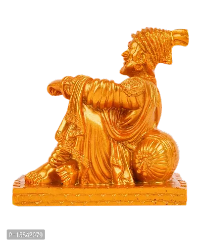 Gold Color Ceramic Chatrapathi Shivaji Statue Decorative Showpiece - 9 cm-thumb3