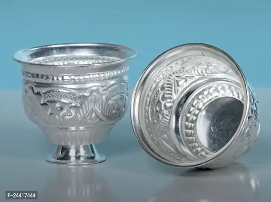 Sigaram German Silver 2.5 Inch Kum Kum Bharani Cup For Home Pooja Decor K2527 Silver Plated