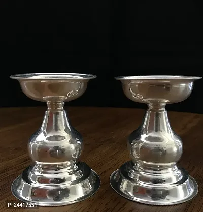 Sigaram German Silver Pooja Thali Diya or Vilakku For Home or Festival Decoration-K4120 Silver Plated