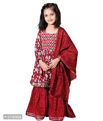 Kids Girls Party Wear Kurta Sharara Set-thumb0