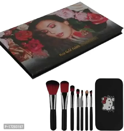 Rose Gold Eyeshadow Palette and Makeup Brush Set For Women.