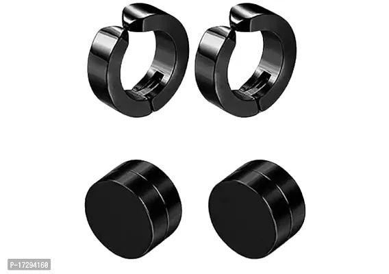 Magnetic Men Earring Combo Black Color.-thumb0