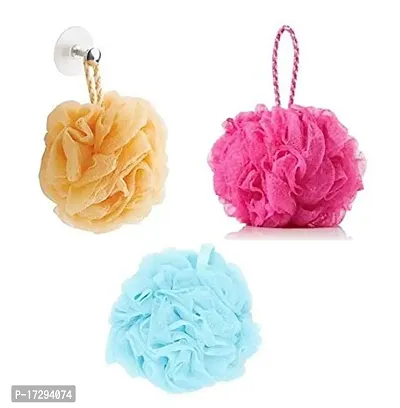 Soft Round Bath Sponge Loofah/Scrub for Men  Women (multi Colour) (Pack of 3)