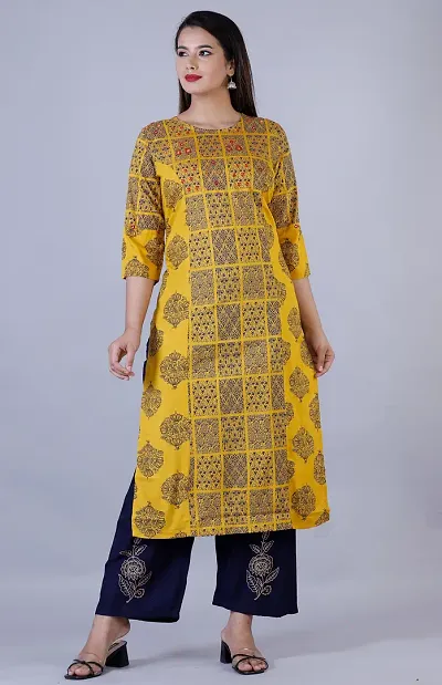 Women's Straight Rayon Kurta Botton Set