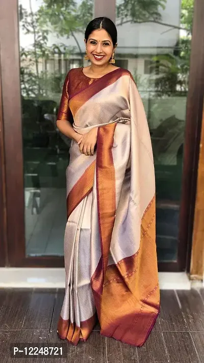 Litchi Silk Woven Design Partywear Saree with Blouse Piece-thumb4