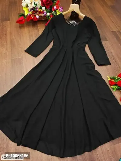 Stylish Georgette Black Fit And Flare Gown For Women-thumb0
