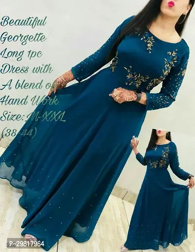 Fancy Georgette Ethnic Gown For Women-thumb0