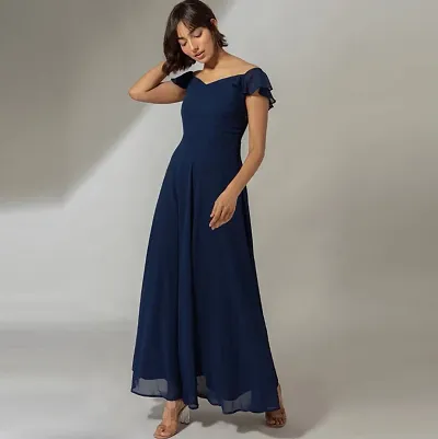 Classic Georgette Solid Gowns for Women