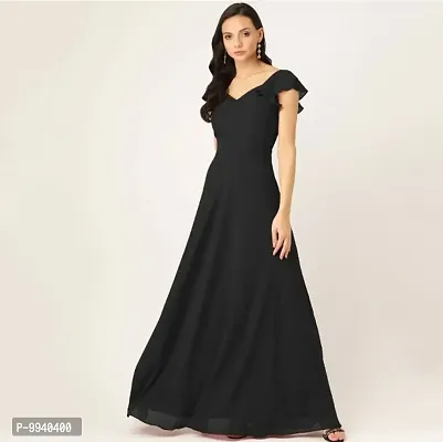 Classic Georgette Solid Gowns for Women-thumb0