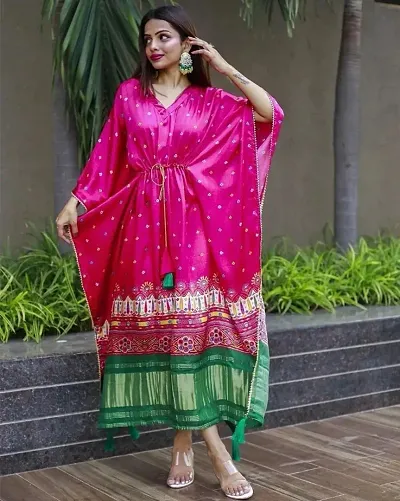Bollywood Style Satin Ethnic Gowns 