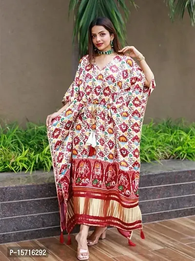 Fancy Satin Kaftan Kurti for Women