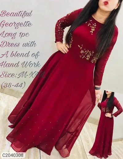 Georgette Embroidered Long Kurtis Vol 1