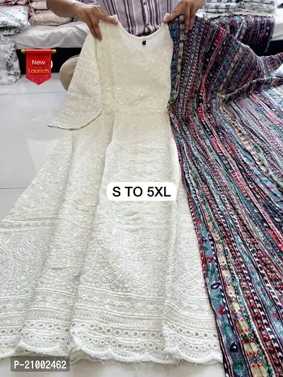Anarkali Gown With Work -  Daman Sequence with Silk Dupatta