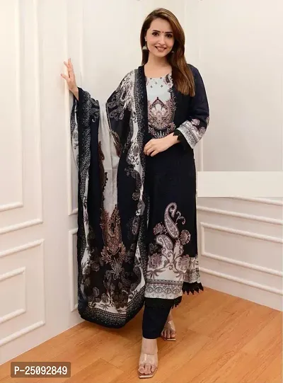 Stylish Muslin Digital Printed Kurta Bottom And Dupatta Set