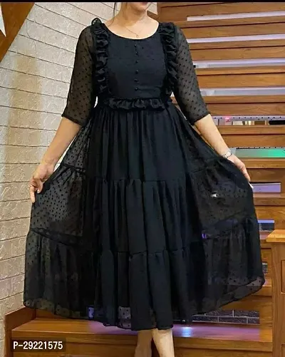Fancy Georgette Solid Dress For Women