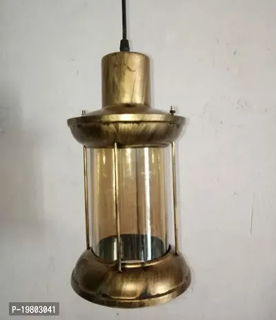 Large Antique Golden Lantern Hanging Light-thumb0