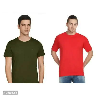 Elegant Polyester Blend Solid Round Neck Tees For Men-Pack Of 2-thumb0