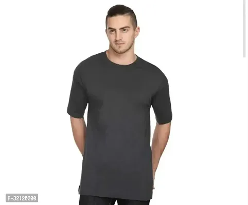 Elegant Polyester Blend Solid Round Neck Tees For Men