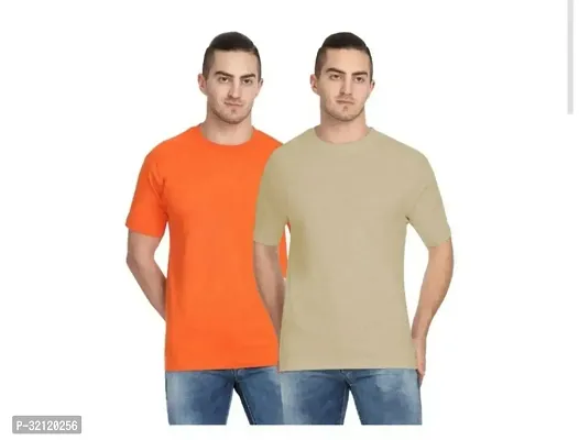 Elegant Polyester Blend Solid Round Neck Tees For Men-Pack Of 2