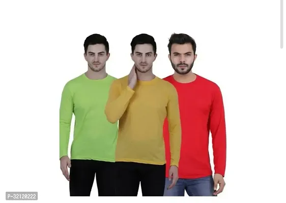 Elegant Polyester Blend Solid Round Neck Tees For Men-Pack Of 3