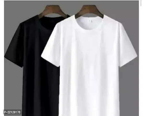 Elegant Polyester Blend Solid Round Neck Tees For Men-Pack Of 2-thumb0