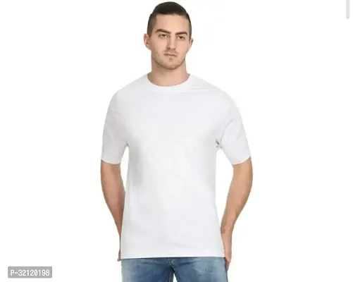 Elegant Polyester Blend Solid Round Neck Tees For Men