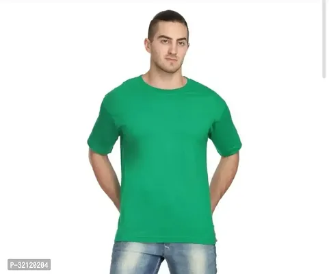 Elegant Polyester Blend Solid Round Neck Tees For Men