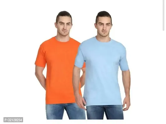 Elegant Polyester Blend Solid Round Neck Tees For Men-Pack Of 2