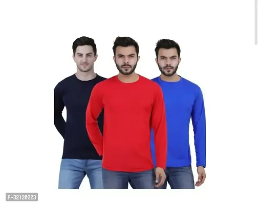 Elegant Polyester Blend Solid Round Neck Tees For Men-Pack Of 3-thumb0