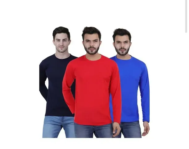 Fidato Men's Full Sleeve Round Neck T-Shirt-Pack of 5