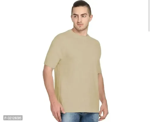 Elegant Polyester Blend Solid Round Neck Tees For Men